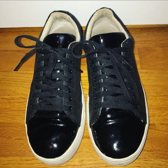 black patent tennis shoes